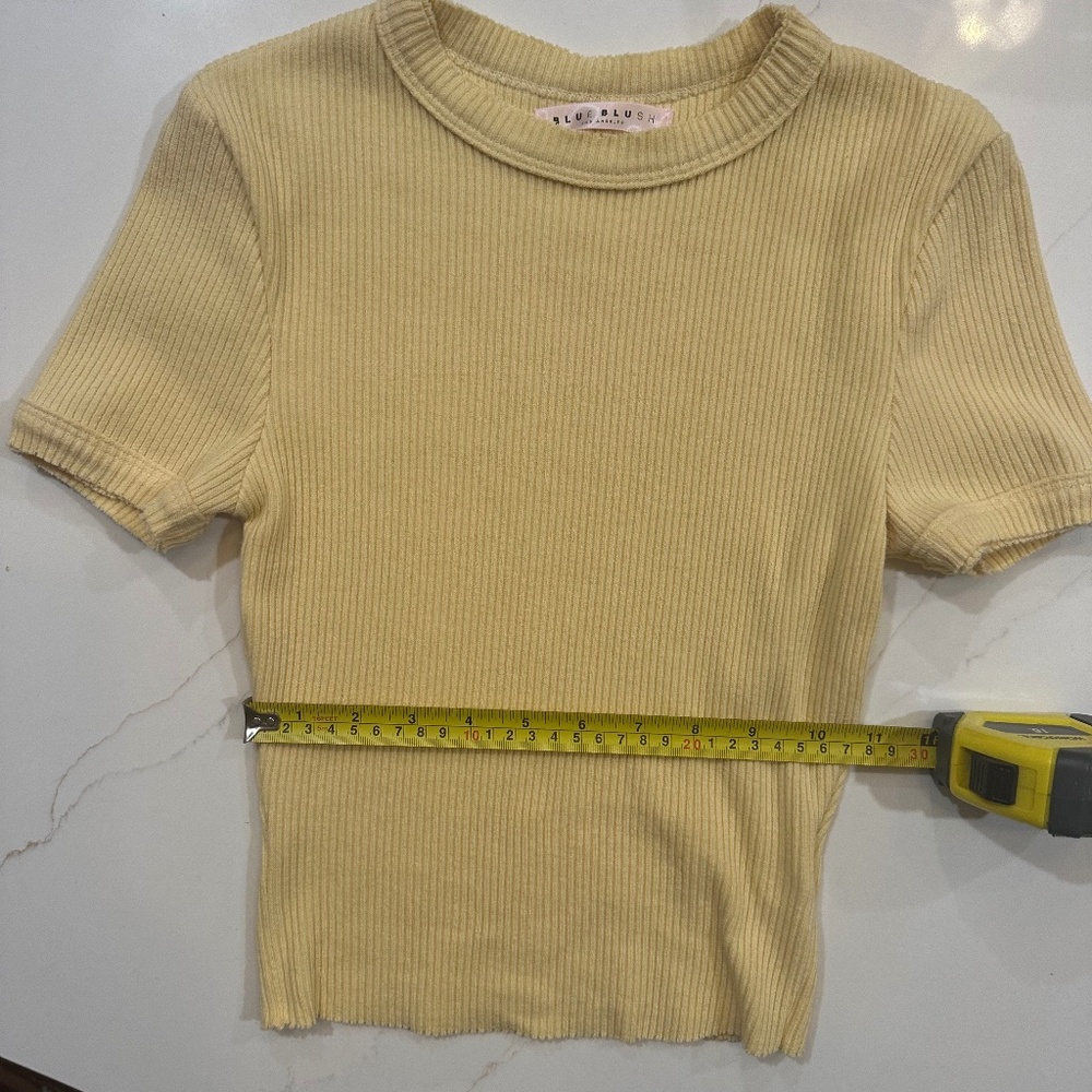Girls Ribbed Yellow Crop Top, Small - Picture 4 of 4